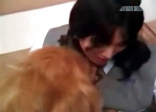 Asian zoophile bitch seduces her own dog for sex indoors