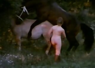 Vintage zoo sex - Chubby woman loves riding horses naked