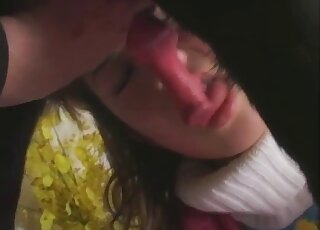 Japanese gal has bestiality intercourse with big black Labrador