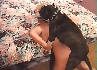 Curvy blonde cougar gets sexually dominated by Pit Bull in heat