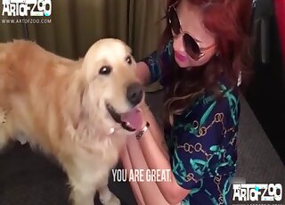 Redhead MILF exchanged oral sex pleasures with dog in heat