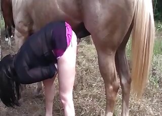 Harsh sex at the farm with the stallion roughly fucking a hot mature