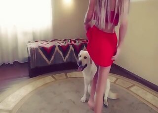 Lady in red allows this animal to fuck her from behind happily