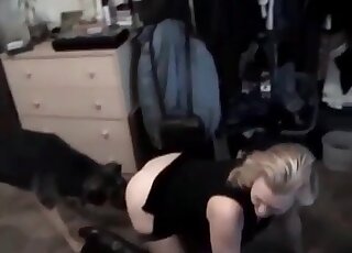 Dog fucks a crazy female slut deep and fast in animal porn scene