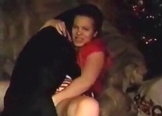 Spoiled wife enjoys missionary fucking with a pet dog of hers