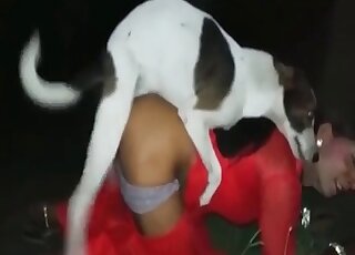 MILF with a nice butt loves intense doggystyle fucking with her dog