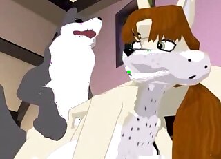 Crudely animated cel-shading porn movie with 3D dogs fucking
